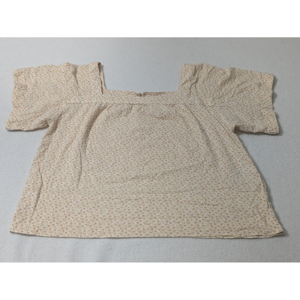 Madewell Top Large Yellow Beige Square Neck Ditsy Floral Cottage Prairie - Picture 5 of 12